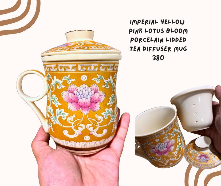 Imperial Yellow Lotus Bloom Porcelain Lidded Tea Diffuser Mug (Category: Coffee & Tea Tableware) located in Pasig City. Submitted by homeyvibesph (Listing ID 1469084244, Image 1). Description: .