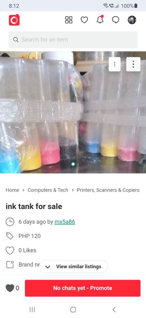 ink tank for sale (Category: Printers, Scanners & Copiers) located in Caloocan City. Submitted by mx5a86 (Listing ID 1468957874, Image 1). Description: - Complete ink tank setup for continuous ink supply systems (CISS) - Includes multiple individual color chambers: blue, yellow, pink, black, and standard printer colors - Handy and reliable replacement part for desktop printers - Easy to install and compatible with standard setups.