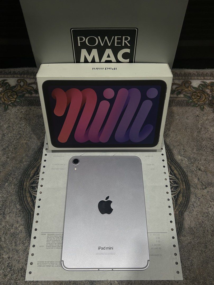 iPad Mini 7 (Wifi + Cellular) from PowerMac (Category: iPad) located in Manila. Submitted by wadadamzvki (Listing ID 1469096188, Image 3). Description: selling price: ₱34,990 iPad Mini 7 (A17 Pro) from PowerMac - 128gb - Purple - Wifi + Cellular - Apple Intelligen - 100% bh (89 cycle counts only) - Under warranty (Feb, 2027) - good as new inclusions: - unit - manuals - original box (same serial) - original type-c cord - original unused type-c ada