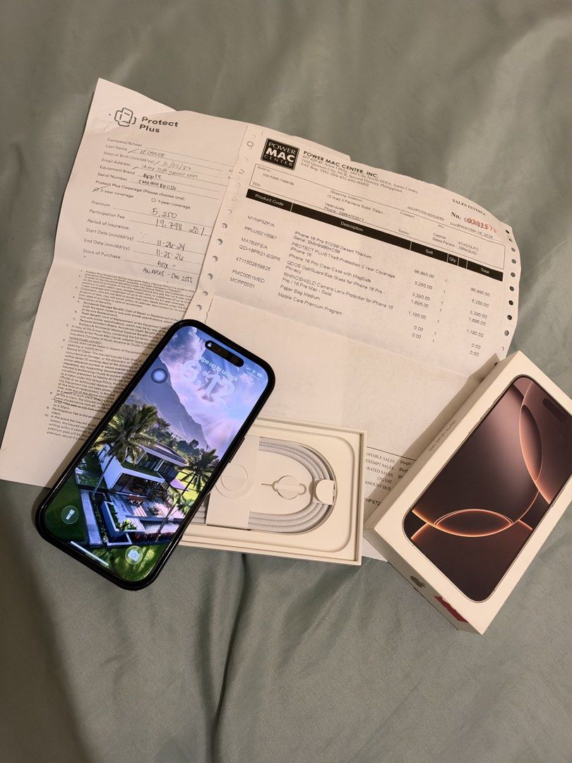 iPhone16 pro 512GB Desert Titanium (Category: iPhone 16 Series) located in Quezon City. Submitted by ikeith28 (Listing ID 1469036278, Image 2). Description: iPhone 16 pro 512gb Desert Titanium 82% battery health With box and charger receipt from power Mac RFS: upgrade.