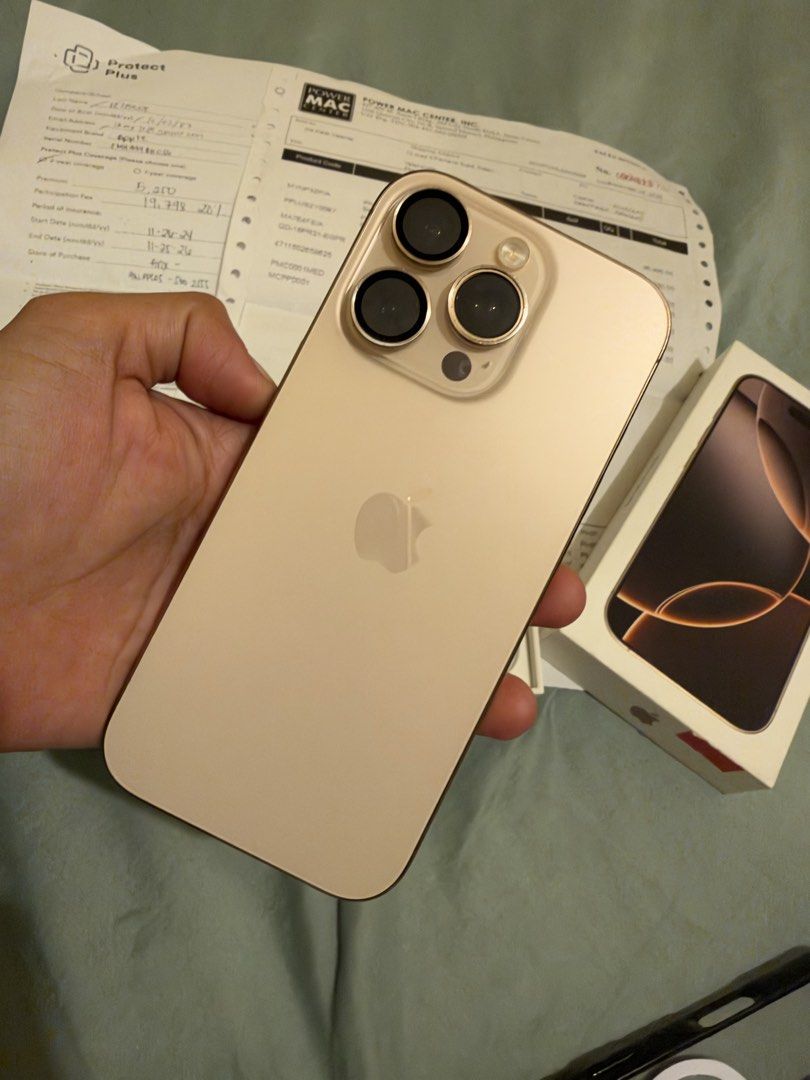 iPhone16 pro 512GB Desert Titanium (Category: iPhone 16 Series) located in Quezon City. Submitted by ikeith28 (Listing ID 1469036278, Image 3). Description: iPhone 16 pro 512gb Desert Titanium 82% battery health With box and charger receipt from power Mac RFS: upgrade.