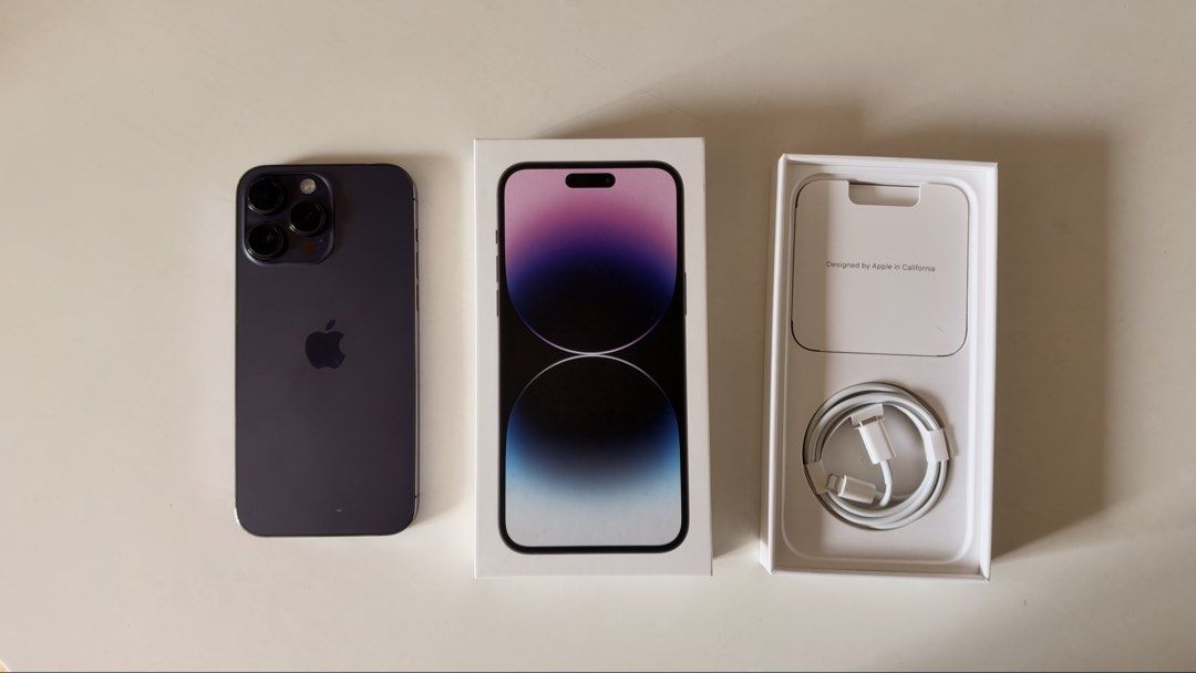 Iphone 14 Pro Max Deep Purple (256GB) - Physical Dual Sim (Category: iPhone 14 Series) located in San Juan City. Submitted by garagesalesanjuan (Listing ID 1468977068, Image 1). Description: FOR SALE: iPhone 14 Pro Max 256GB | Deep Purple Selling my iPhone 14 Pro Max in Deep Purple! Details & inclusions: • Lady-owned • HK variant (physical dual SIM) • 256GB storage • 76% battery health • 98% smooth and fully functional •No history of repair • Ori