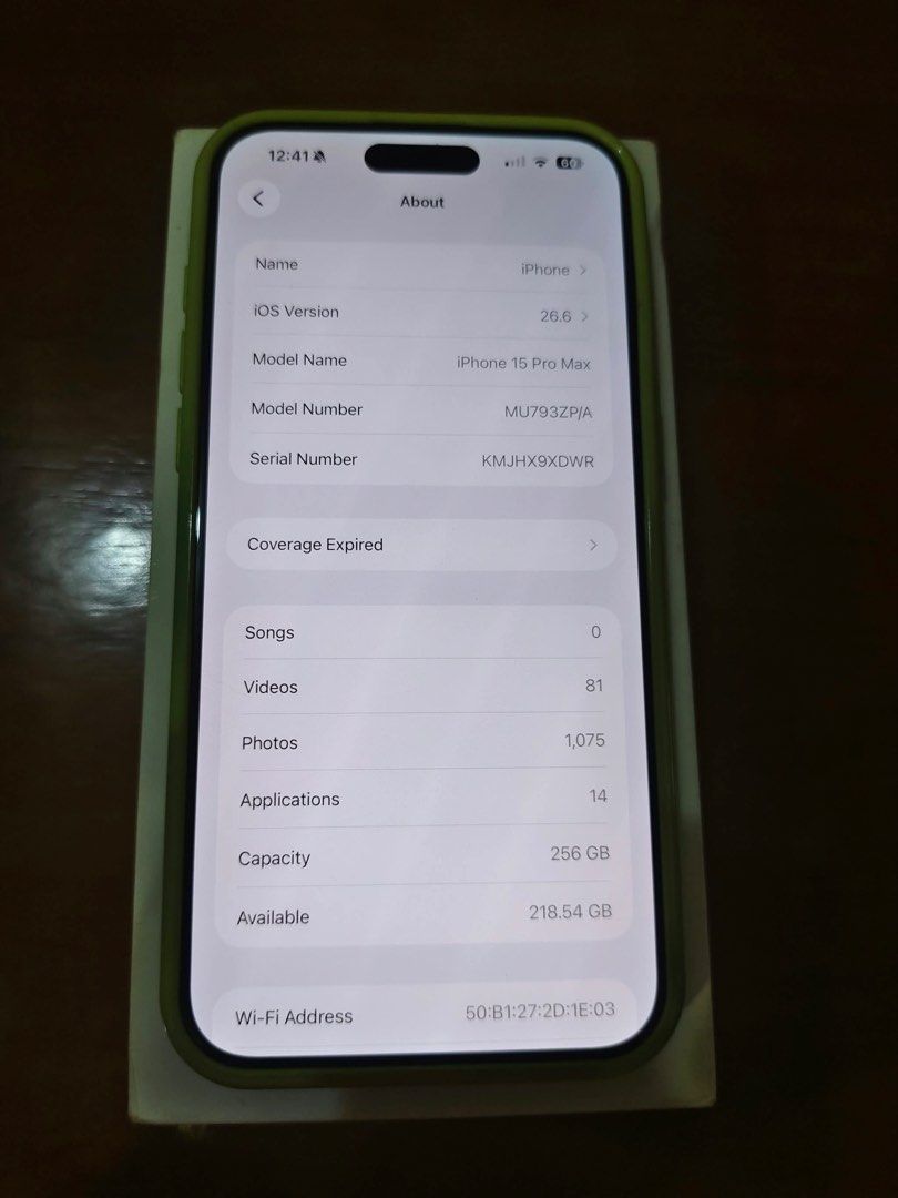 iPhone 15 pro max 256gb Complete Package with digital receipt (Category: iPhone 15 Series) located in Manila. Submitted by floweroniz (Listing ID 1469160104, Image 2). Description: IPHONE 15 PRO MAX NATURAL TITANIUM ₱38,999. May bawas onti sa sure buyer. Lowballers will not be entertained. • iPhone 15 Pro Max • 256GB storage • Natural Titanium • ZP/A variant • 87% Battery Health • Purchased September 2024 • No SIM restrictions • With original box