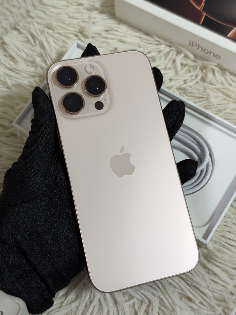 iPhone 16 Pro Max 256g Openline (Category: iPhone 16 Series) located in Manila. Submitted by ccluxuryy (Listing ID 1469073126, Image 3). Description: Selling my old phone for P45,990. iPhone 16 Pro Max Desert Titanium 256gb Openline / Factory unlocked (any sim may be used) NTC approved Comes complete with box, cards, and USB-C cable Activated Feb 2025 Battery health 89% With screen protector since day 1 99% smooth Never been opened/repaired No de