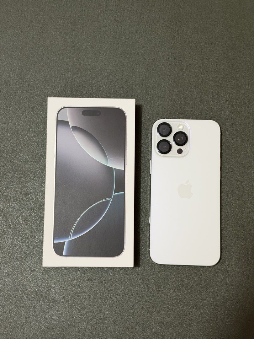 iPhone 16 Pro Max 256GB (White Titanium) (Category: iPhone 16 Series) located in Mabalacat. Submitted by jenjencarambas (Listing ID 1469159545, Image 1). Description: factory unlock ntc approved 256GB 88% battery health face ID working updated to iOS 26 no issue - 100% all working no history of repair bought from Apple Store in SM Clark inclusions: original box original two cases tempered glass lens protection original cable receipt 55,000 pesos 