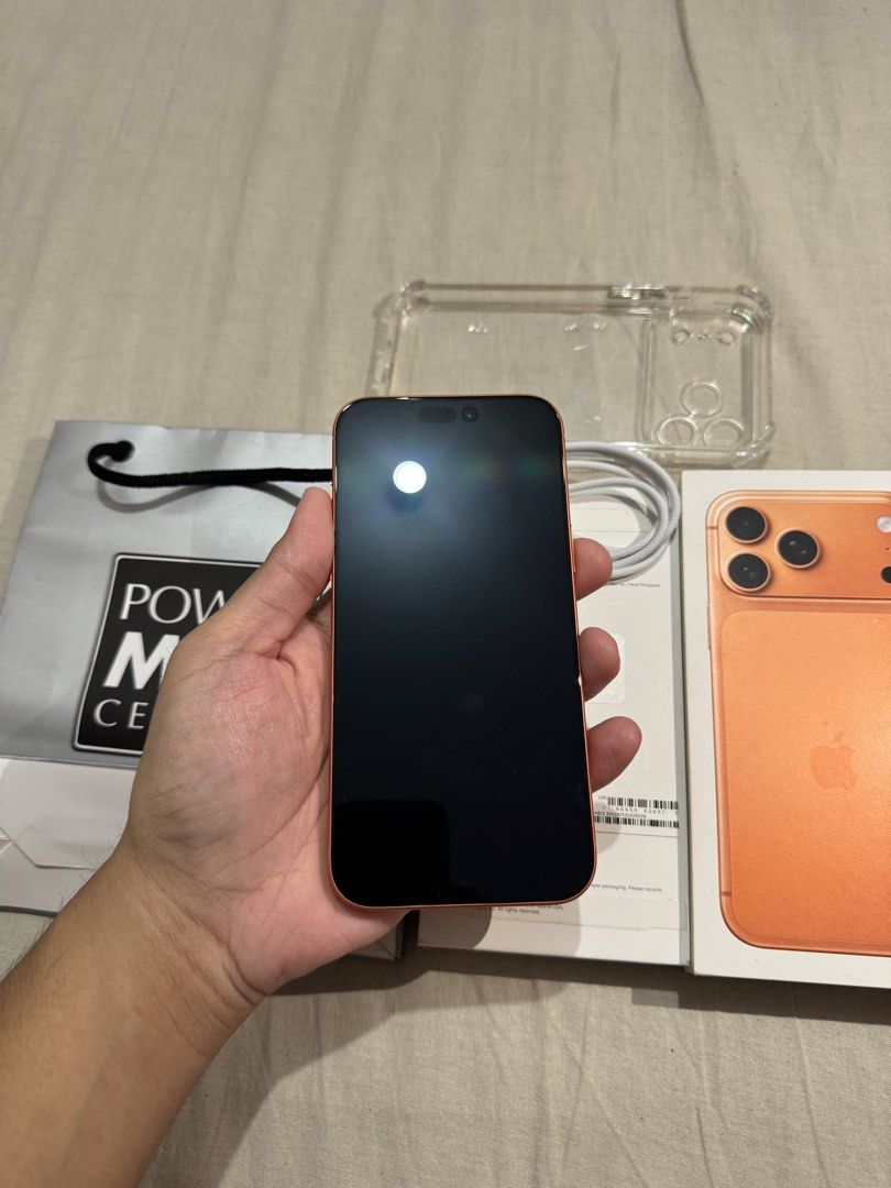 iPhone 17 PRO MAX (Category: iPhone 17 Series) located in Dasmarinas. Submitted by jcmakino14 (Listing ID 1468995763, Image 2). Description: iPhone 17 PRO MAX (FIX PRICE!!!) 256GB, any sim pwede Complete box and original cable powermac purchased 97% battery health Warranty til Nov 22, 2026 mirnor paint chips due to hard case with free case or pwede rin swap sa motor add ako cash.