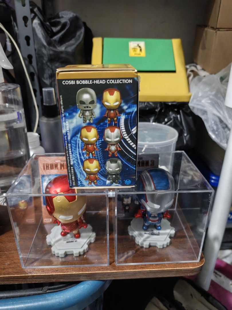 IRON MAN 3 (Category: Designer & Blind Box Toys) located in Antipolo. Submitted by makasalanan (Listing ID 1469018977, Image 1). Description: - IRON MAN 3 COSBI BLIND BOX VARIANT - SOLD AS SET FOR 800 ONLY - BUBBLE HEAD EDITION COSBABY IRON MAN MK I : - BOX & CARD INCLUDED - NOT YET OPEN FROM PLASTIC IRON MAN MK VI: - NO BOX - CARD ONLY AND ACRYLIC INCLUDED IRON MAN IRON PATRIOT: - NO BOX - CARD ONLY AND ACRYLIC INCLUDED.