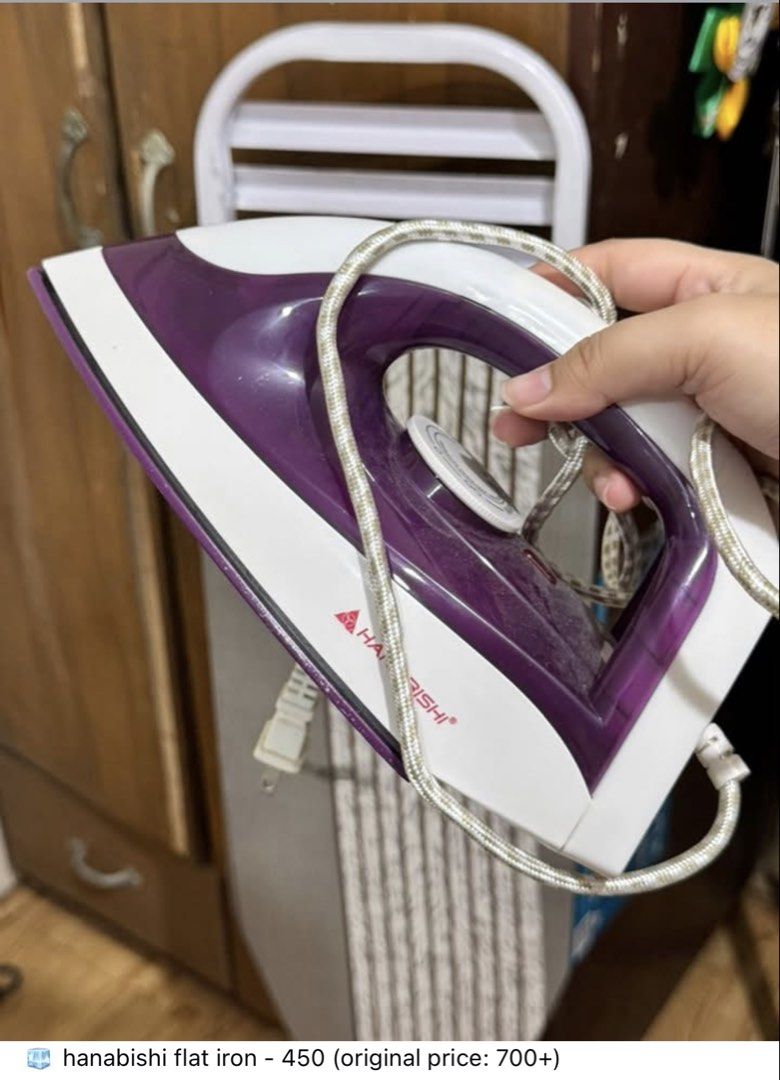 Ironing Board and Hanabishi Flat Iron Bundle (Category: Irons & Steamers) located in Valenzuela. Submitted by jjojacola (Listing ID 1468984198, Image 2). Description: move out sale! take all for 900 pesos! - valenzuela/bulacan area.