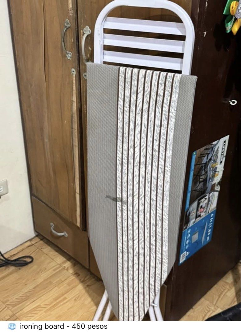 Ironing Board and Hanabishi Flat Iron Bundle (Category: Irons & Steamers) located in Valenzuela. Submitted by jjojacola (Listing ID 1468984198, Image 1). Description: move out sale! take all for 900 pesos! - valenzuela/bulacan area.