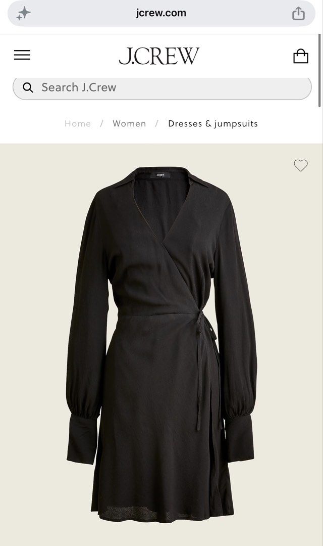 J. Crew wrap around black office dress (Category: Dresses) located in Taguig. Submitted by annebydesign (Listing ID 1469042163, Image 1). Description: Hi all. Selling this J. Crew Brand black drapey 365 wrap side-tie longsleeve dress for ₱500. Retail for $145 •Like new. Decluttered from the studio •Size Large. Below the knee length •Details of the wrap around style in the comsec- •Viscose material- bagsak tela Loc: Taguig BGC Mop: GCash/ BDO/ BPI