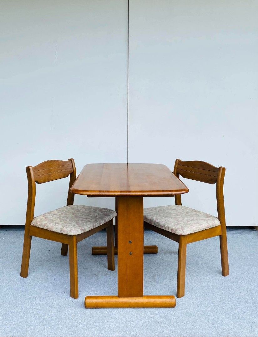 "JAPAN SURPLUS" 2-SEATER SOLID WOOD DINING SET (Category: Tables & Sets) located in Manila. Submitted by adrian_ocean (Listing ID 1468965064, Image 3). Description: "JAPAN SURPLUS" 2-SEATER SOLID WOOD DINING SET SIZE: 37L" x 25W" x 27H" inches 18L" x 18W" x 16Sh" x 30H" inches (AS-IS ITEM) IN GOOD CONDITION.