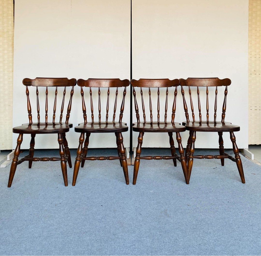 “JAPAN SURPLUS” HIDA SANGYO WINDSOR DINING CHAIRS (Category: Chairs) located in Manila. Submitted by jerichocal17856 (Listing ID 1468979736, Image 2). Description: “JAPAN SURPLUS” HIDA SANGYO WINDSOR DINING CHAIRS SIZE: 18L” x 16W” x 17Sh” x 33H” inches (AS-IS ITEM) IN GOOD CONDITION.