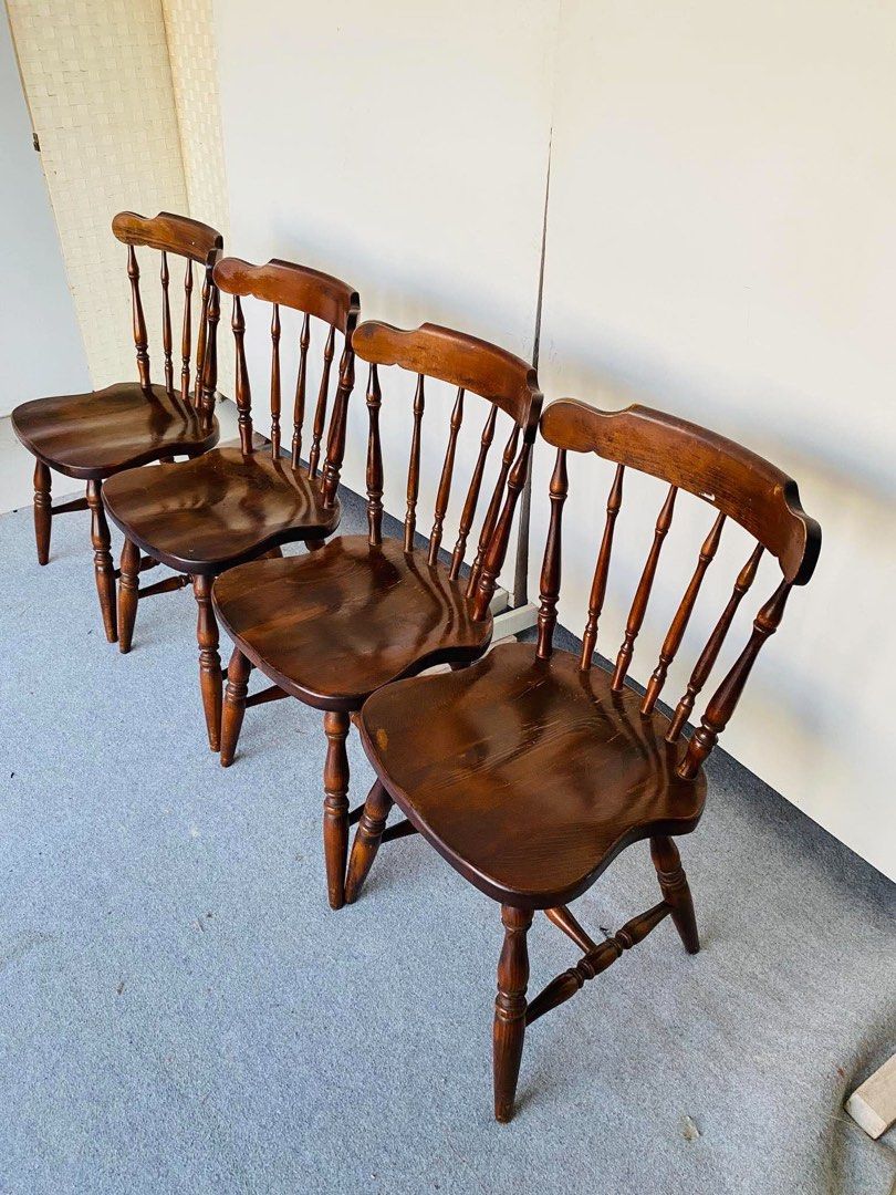 “JAPAN SURPLUS” HIDA SANGYO WINDSOR DINING CHAIRS (Category: Chairs) located in Manila. Submitted by jerichocal17856 (Listing ID 1468979736, Image 3). Description: “JAPAN SURPLUS” HIDA SANGYO WINDSOR DINING CHAIRS SIZE: 18L” x 16W” x 17Sh” x 33H” inches (AS-IS ITEM) IN GOOD CONDITION.