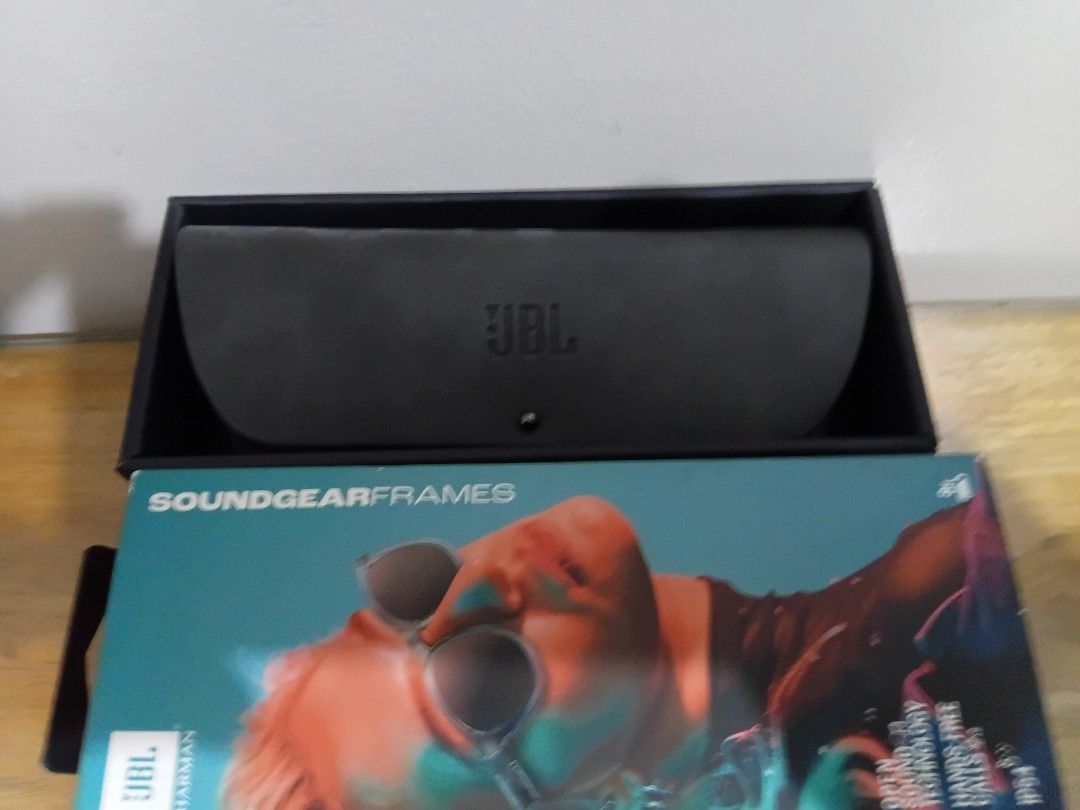 JBL Soundgear Frames Audio Sunglasses (Category: Sunglasses & Eyewear) located in Cainta. Submitted by martin.a1021 (Listing ID 1469102091, Image 2). Description: - Brand: JBL - Model: Soundgear Frames (Audio Sunglasses) - Color: Semi-transparent grey with dark tinted lenses - Unused - SRP +9k.