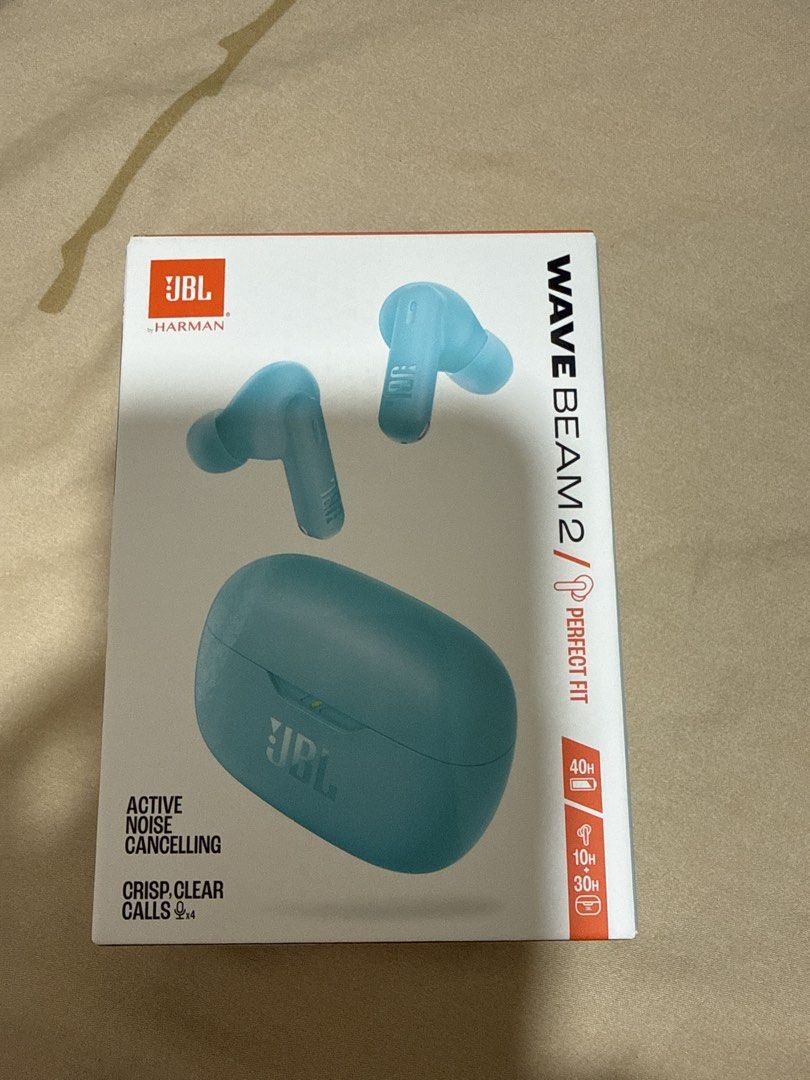 JBL Wave Beam 2 True Wireless Earbuds (Category: Earphones) located in Quezon City. Submitted by sbcarrot (Listing ID 1469071517, Image 1). Description: - Brand: JBL - Model: Wave Beam 2 Wireless Earbuds - Color: Blue - Condition: Brand new, factory sealed in original box - Active Noise Cancelling (ANC) enabled - Up to 40-hour total battery life - 4 mics for crisp, clear calls - 100% authentic and untouched packaging.