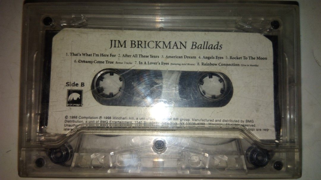 Jim Brickman Ballads Cassette Tape (Category: CDs & DVDs) located in Makati City. Submitted by julz2026 (Listing ID 1469081226, Image 1). Description: -Price is fixed -No inlay but with transparent casing -Very good condition.