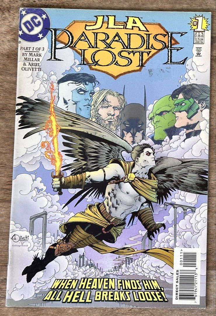 JLA Paradise Lost #1 - DC Comics (Category: Comics & Manga) located in Mandaluyong City. Submitted by collectorsobsessions (Listing ID 1469122581, Image 1). Description: - Comic in Good to Very Good condition. - With price tag residue and some staining in the spine area (top). - PRICE: P150.