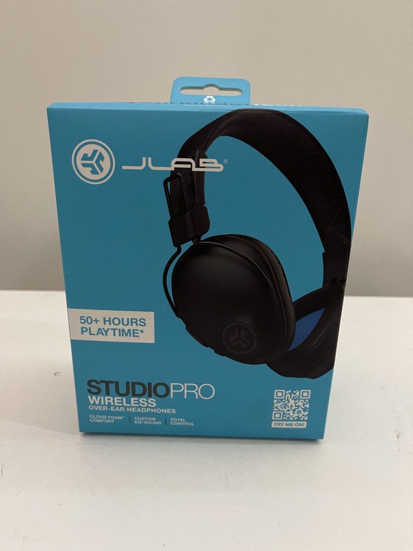JLab Studio Pro Wireless Over-Ear Headphones (Category: Headphones & Headsets) located in Quezon City. Submitted by bravehorse_f1f6d5 (Listing ID 1469120090, Image 1). Description: - Brand: JLab Studio Pro Wireless Over-Ear Headphones - Color: Sleek Black - Battery Life: Over 50 hours of continuous playtime on a single charge - Comfort: Cloud foam earcups and faux leather cushion headband with adjustable industrial-grade hinge - Sound: Custom EQ 