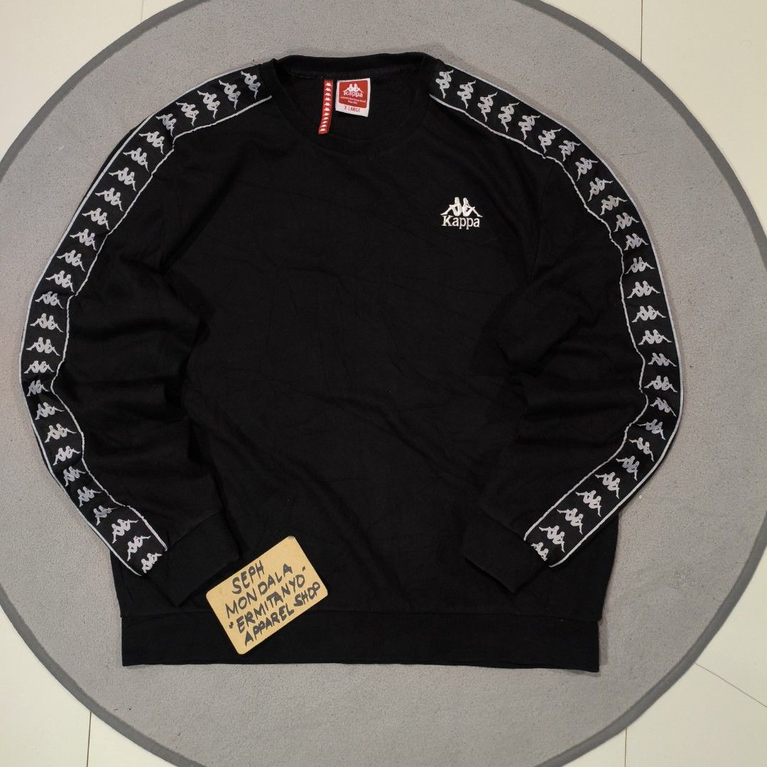Kappa sleeve logo sweater (Category: Coats, Jackets and Outerwear) located in Calatrava. Submitted by ermitany0 (Listing ID 1469102124, Image 1). Description: Kappa sleeve logo sweater very good condition size: XL width x length: 23.5"x28" check photos for more details ✅⬇️ location: Negros Occidental PM if interested 📩📩📩📩.