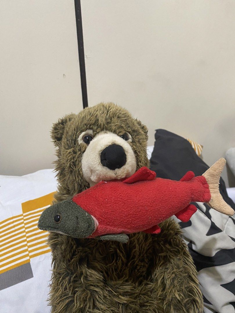 Katmai Conservancy Fat Bear with Salmon Plush 17 Inch (Category: Plushies & Soft Toys) located in Baguio. Submitted by cs_studio248 (Listing ID 1468965325, Image 2). Description: - Official Katmai Conservancy merchandise - Size: 17 inches of super soft brown fur - Features a red salmon that attaches magnetically to the bear's mouth - Embroidered facial features for a safe and cute look - Comes with the official tag (Vancouver Aquarium distributio