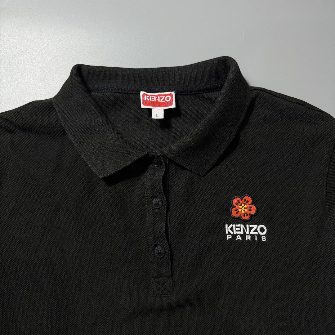 Kenzo Paris Black Polo Shirt (Category: Tshirts & Polo Shirts ) located in Dagupan City. Submitted by dgp.plvg (Listing ID 1468957014, Image 2). Description: KENZ0 PARIS BOKE FLOWER SIDE LOGO EMBROIDERED POLO SHIRT Size: Large Width: 19.5” Length: 24” Condition: good as new Issues: none. Mine: ₱3,500.
