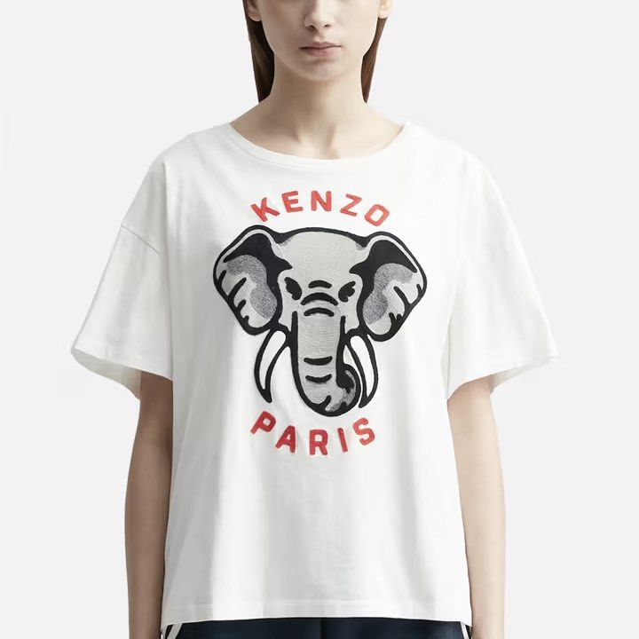 Kenzo Paris Elephant Graphic White Tee (Category: Shirts) located in Dagupan City. Submitted by dgp.plvg (Listing ID 1468954833, Image 2). Description: KENZ0 ELEPHANT EMBROIDERED TEE (WOMENS) Size: Small boxy cropped Width: 23-24” Length: 23-24” Condition: good as new Issues: none. Mine: ₱3,000.