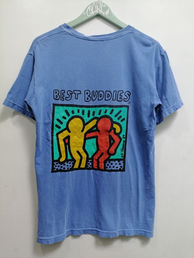 k.harring Best Buddies Shirt (Category: Tshirts & Polo Shirts ) located in San Mateo. Submitted by arrowscrap_delight (Listing ID 1469060086, Image 3). Description: K.Harring Best Buddies Shirt As is Condition Made in Honduras 100% Cotton Comport Colors Heavyweight Garment Dye Ring Spun Size Small Length : 27.5" Width : 18.5" Issues : Cracks on Print , Loose Neckline , Stain and Loose Stich. As is. Washed ,Ready to Wear 75 + SF.