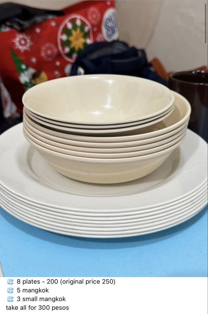 Kitchenware bundle plates bowls mugs utensils strainer (Category: Dinnerware & Cutlery) located in Valenzuela. Submitted by jjojacola (Listing ID 1468983917, Image 1). Description: move out sale! take all for 875 pesos. - valenzuela/bulacan area - delivery only.