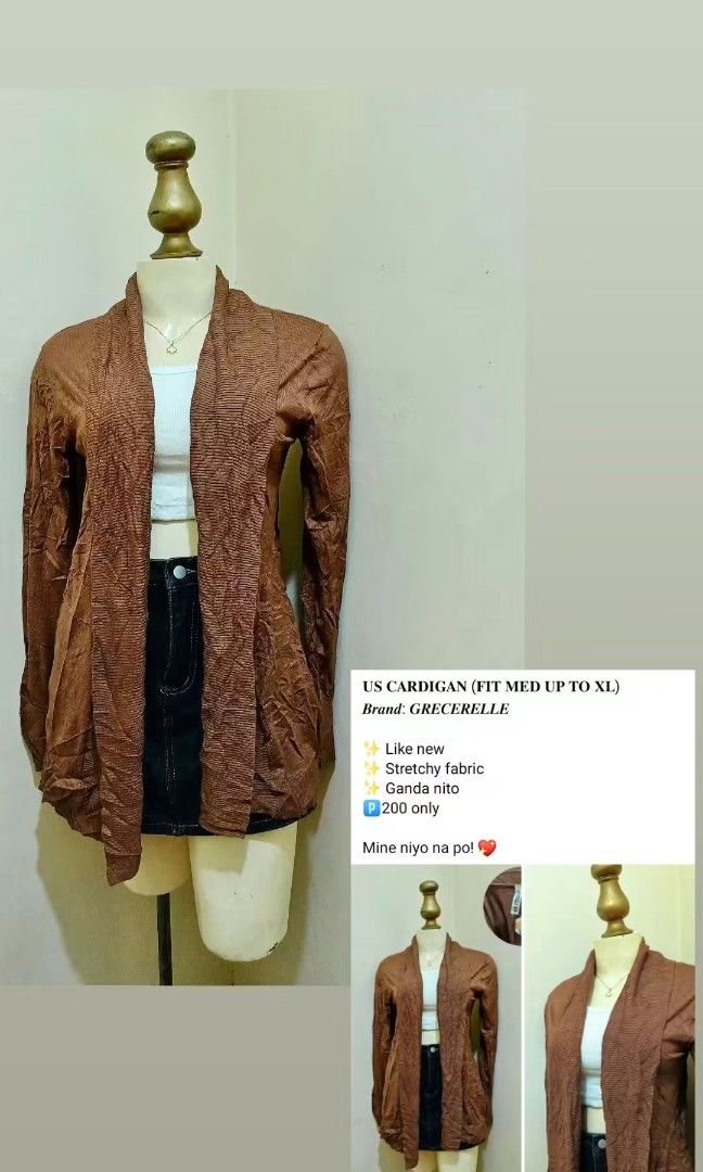 KNITTED CARDIGAN/LONGSLEEVES (Category: Longsleeves) located in Orani. Submitted by thinesolshoppe (Listing ID 1468935532, Image 2). Description: KNITTED CARDIGAN/LONGSLEEVES, thrifted but in excellent condition. Mostly branded from US bale..