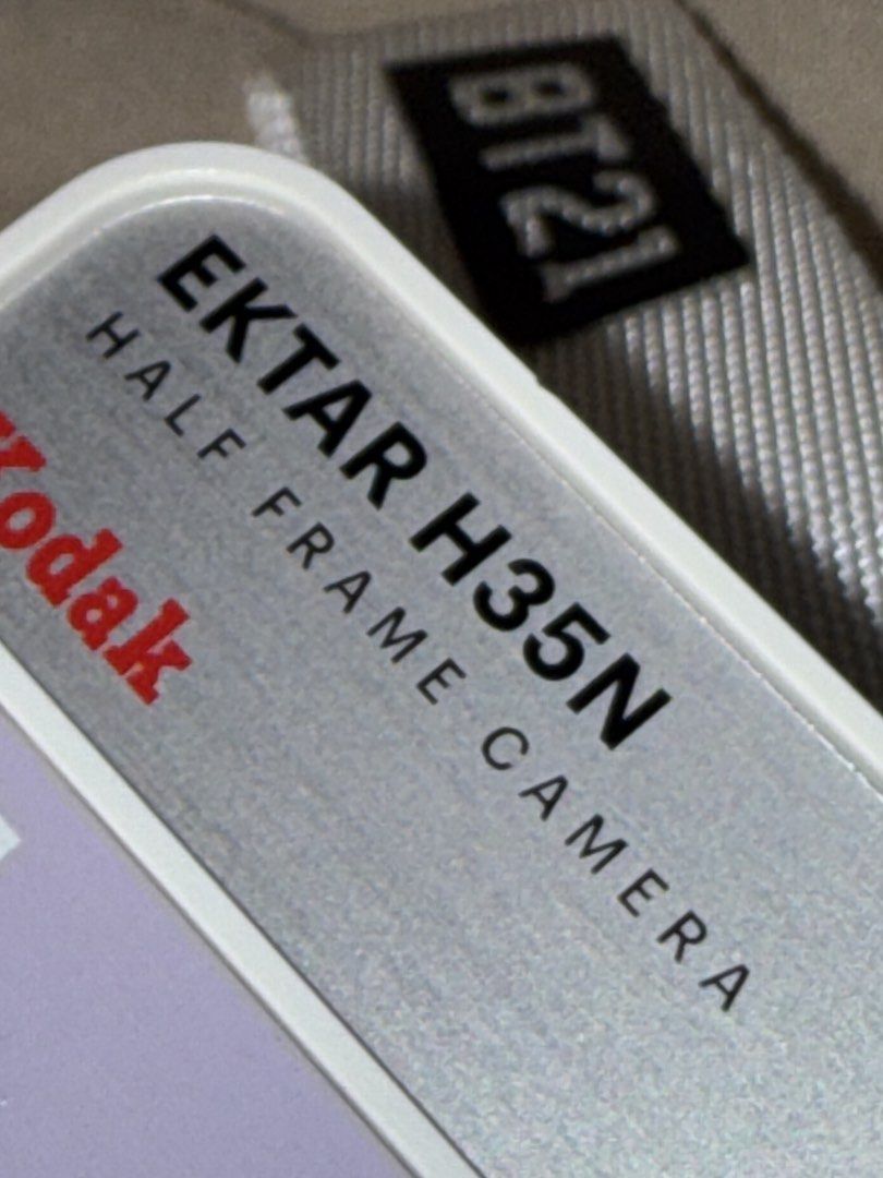 Kodak Ektar H35N BT21 Half Frame Camera Purple (Category: Cameras) located in Manila. Submitted by grandpenguin0925 (Listing ID 1469157498, Image 1). Description: - Kodak Ektar H35N half-frame film camera in limited BT21 special edition - Gorgeous pastel purple and blue gradient colorway with a sleek silver top plate - Shoots standard 35mm film and gets double the shots per roll - Equipped with a built-in flash and 22mm aspherical lens - Includes