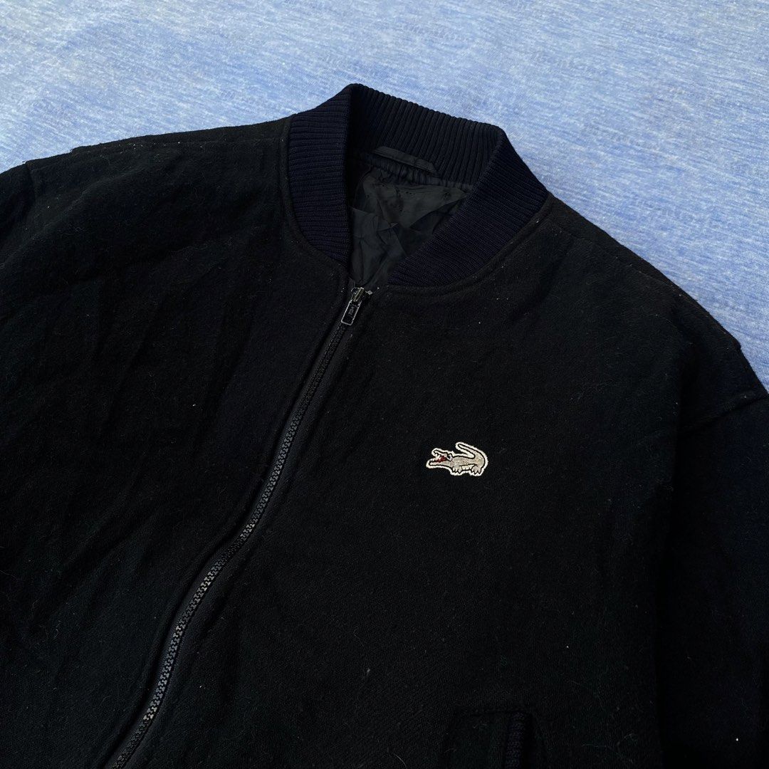 LACOSTE BOMBER JACKET (Category: Coats, Jackets and Outerwear) located in Angeles City. Submitted by stephen52790 (Listing ID 1469058240, Image 2). Description: 🟥LACOSTE BOMBER JACKET (INCH) Size: M Width: 23 Length: 23.5 •Good/Excellent condition •Heavy wool blend fabric •Thick •Boxy •Color rate: 9/10 •Off •Issue: Minimal lints Price: 450PHP.