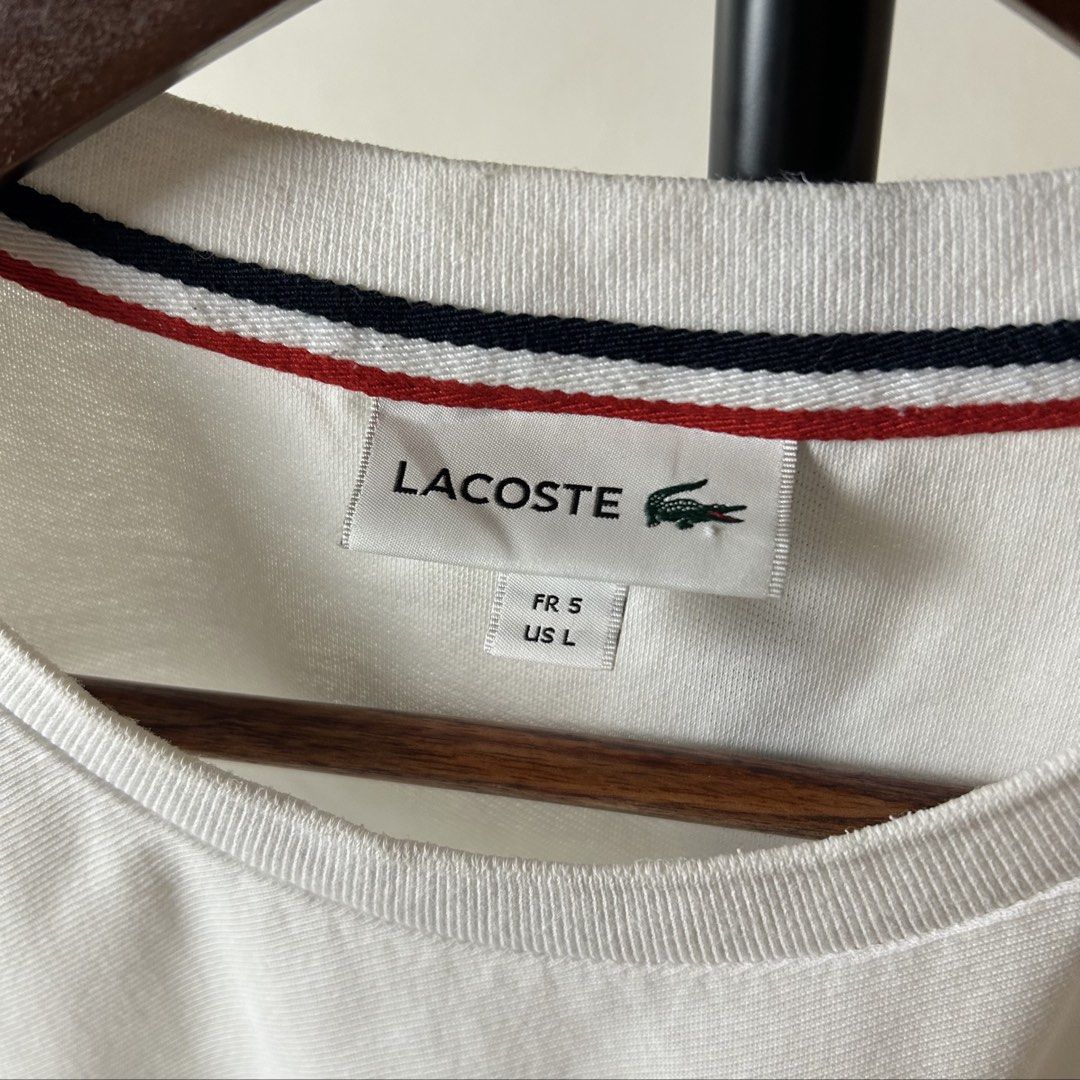 Lacoste Pocket Tee (Category: Tshirts & Polo Shirts ) located in Bacolod City. Submitted by dashloots (Listing ID 1469004526, Image 3). Description: Lacoste Pocket Tee White colorway 5 / Large on tag W-22’ , L-26’ Flaws: sign of used Mode of delivery: (J&T) 📦 Price: 750 Negotiable for sure buyers! Location: Bacolod City, Negros Occ.📍.