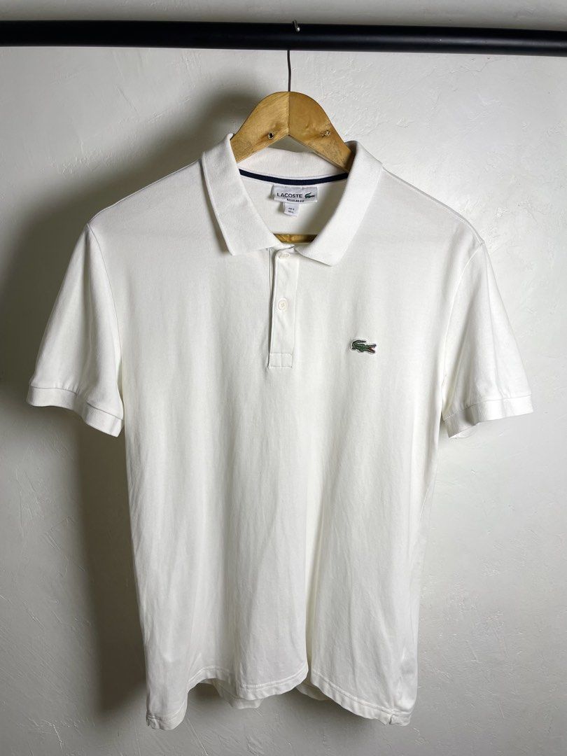 Lacoste regular fit White Poloshirt (Category: Tshirts & Polo Shirts ) located in Cebu City. Submitted by thrifted.john (Listing ID 1469161328, Image 1). Description: Lacoste regular fit White Poloshirt - Legit Authentic - Size 5 on tag - Dimes: W20 / L28 - Excellent / Asnew - 10/10 colorate & condition - no issue 1,750 Loc: Cebu Unli Vc, Vouch.