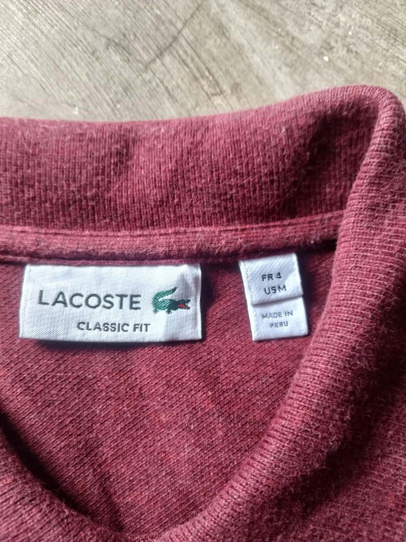 LACOSTE SIZE 4 (Category: Coats, Jackets and Outerwear) located in Manila. Submitted by the.good.thrift (Listing ID 1469078641, Image 3). Description: authentic Lacoste maroon size xl good as new.