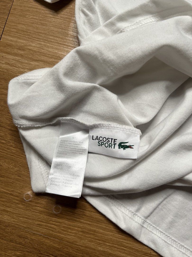 LACOSTE SPORT WHITE TEE (Category: Activewear) located in Cebu City. Submitted by gaston_roux (Listing ID 1468944812, Image 3). Description: 20.5x27 Good condition Needs wash.