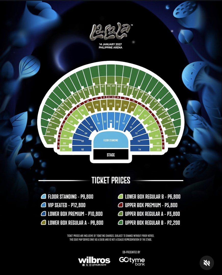 Lalala Fest 2027 Upperbox Reg A Ticket Section 431 (Category: Events Tickets) located in Manila. Submitted by iluvbiscoffcookie (Listing ID 1468986173, Image 3). Description: ⭐️ Lalala Fest 2027 ⭐️ Seat: Section 431, Upper Box Regular A - Row 87 Date: January 14, 2027 Venue: Philippine Arena Selling for 4k pesos onlyyy 💕💕 - Reason for selling: i was able to secure my desired tix aaa 🥹 Delivery: can meet-up @ sm manila or around taft (dlsu!).