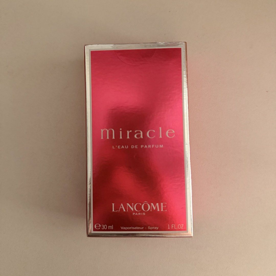 Lancome Miracle Eau De Parfum 30ml Brand New (Category: Fragrance & Deodorants) located in Manila. Submitted by juliarmls (Listing ID 1469093473, Image 1). Description: - Condition: Brand new, unopened, and in box - From Duty Free - 100% Full - Authenticity: Includes original barcode and ingredient list on the back.