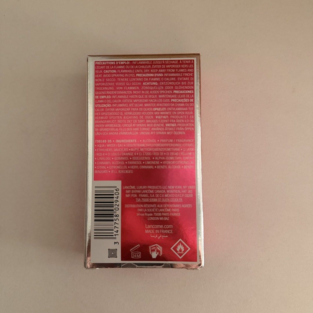 Lancome Miracle Eau De Parfum 30ml Brand New (Category: Fragrance & Deodorants) located in Manila. Submitted by juliarmls (Listing ID 1469093473, Image 2). Description: - Condition: Brand new, unopened, and in box - From Duty Free - 100% Full - Authenticity: Includes original barcode and ingredient list on the back.