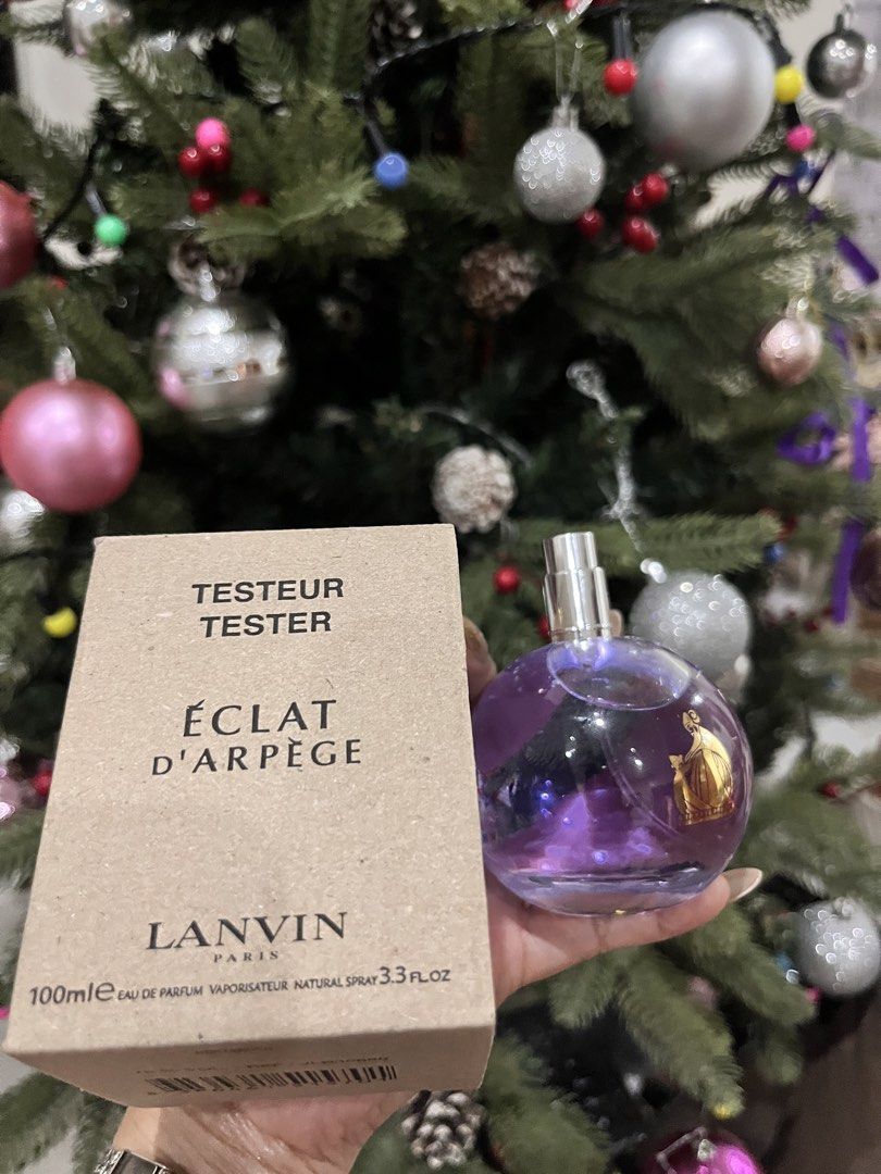 Lanvin Eclat d'Arpege Eau de Parfum Tester 100ml (Category: Fragrance & Deodorants) located in Iloilo. Submitted by romeocajab44507 (Listing ID 1469089067, Image 1). Description: - Brand: Lanvin Eclat d'Arpege - Type: Eau de Parfum (EDP) Tester - Size: 100ml / 78% Vol. - Condition: Brand new, unused, kept in box - Packaging: Comes with original cardboard box - Batch Code: JLB30680 - Bottle Design: Signature purple round bottle with gold logo grap