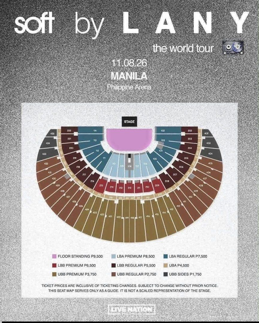 Lany World Tour Manila (Category: Events Tickets) located in Caloocan City. Submitted by niiins (Listing ID 1468964125, Image 1). Description: WTS LFB Lany The World Tour Manila Nov 8, 2026 2 tickets Floor B Standing Php 9k each (below retail) RFS: I can’t make it back home to Manila in time for the concert. Negotiable.
