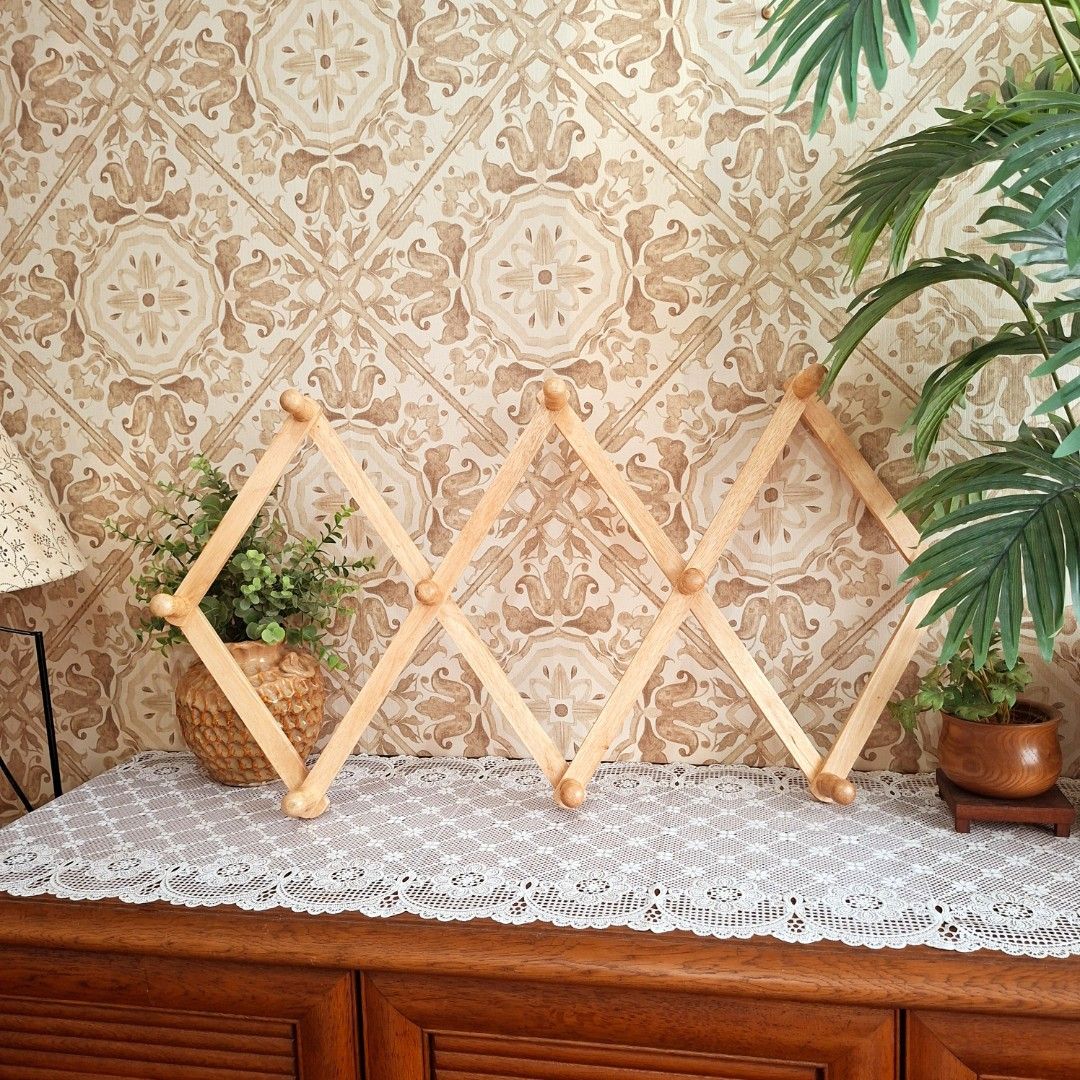 Large solid wood accordion wall hook bag towel coat rack (Category: Wall Decor) located in Dasmarinas. Submitted by millennialmeetsvintage (Listing ID 1468955980, Image 2). Description: last price posted, no haggling 🙅🏻‍♀️ 🌍ships from DASMA, CAVITE 🚚 shipping via Lalamove only ❌no reservations, first-to-pay basis ❌no physical store, no walk-ins ❌no COD transactions.