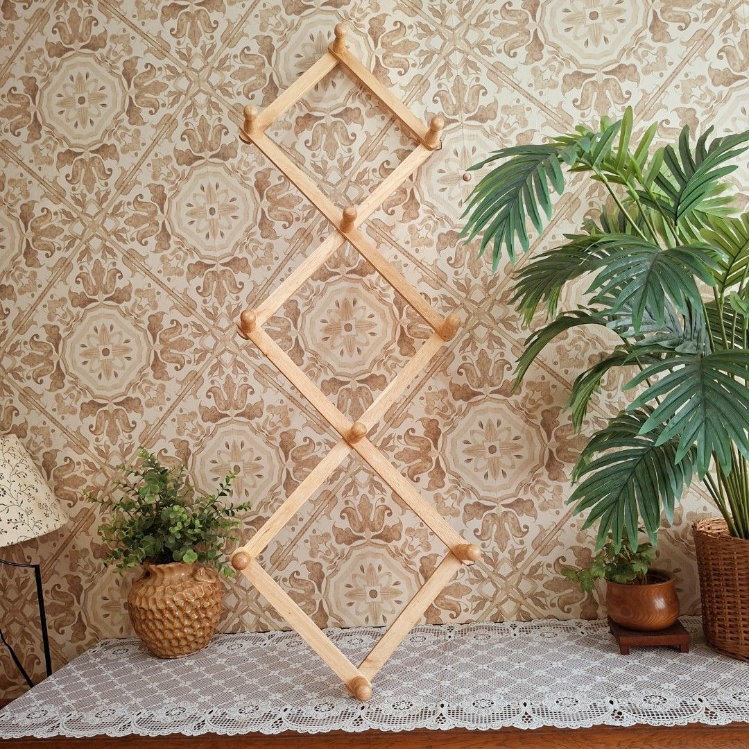 Large solid wood accordion wall hook bag towel coat rack (Category: Wall Decor) located in Dasmarinas. Submitted by millennialmeetsvintage (Listing ID 1468955980, Image 3). Description: last price posted, no haggling 🙅🏻‍♀️ 🌍ships from DASMA, CAVITE 🚚 shipping via Lalamove only ❌no reservations, first-to-pay basis ❌no physical store, no walk-ins ❌no COD transactions.
