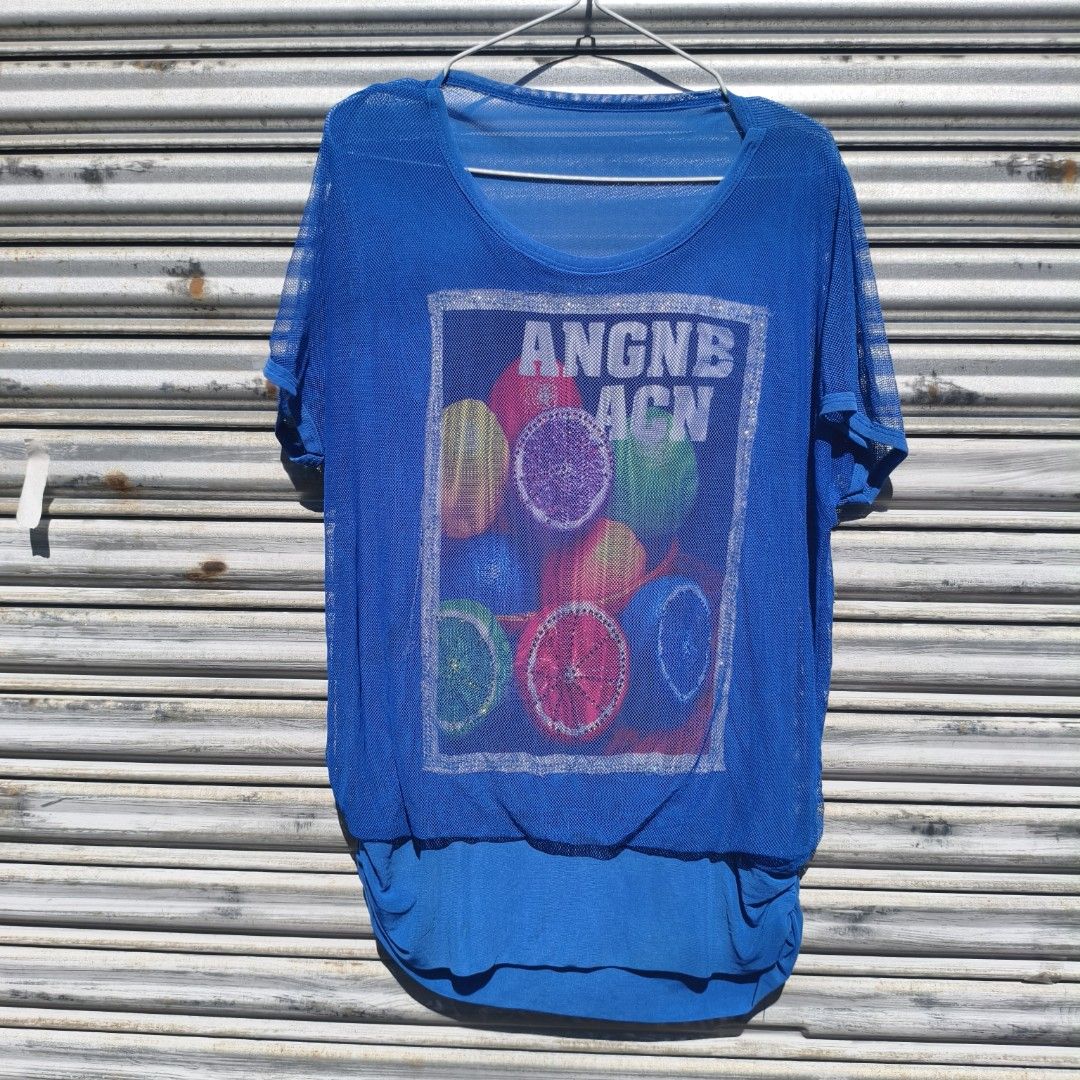 (Large-XL) Mesh fruits in nets top (Category: Blouses) located in Lucena. Submitted by minryism (Listing ID 1468977699, Image 1). Description: v absolute vodka type sh mesh scoop neck top 👄👄 fits large-xl 💥💥 fits medium onli: 200 Length:27 in Width (pit to pit):19-21 in (stretchy) Shoulder:18 in Arm opening: 6 in ganda ang vibrant i would like to pair it with some cargo shorts tas trucker hat pambasag lang forda best fit po u can measure ur f