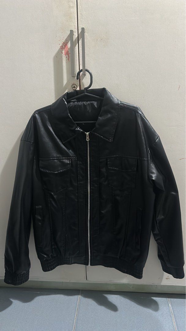 Leather Jacket (Category: Coats, Jackets and Outerwear) located in San Fernando. Submitted by stephgxr (Listing ID 1469046276, Image 1). Description: Leather Jacket from SHEIN Price: ₱800 Size: XS (Tag) Measurements: • Shoulder: 21.3 in • Bust: 43.3 in • Length: 25.6 in • Sleeve Length: 22 in • Bicep: 17.5 in Condition: Never used.