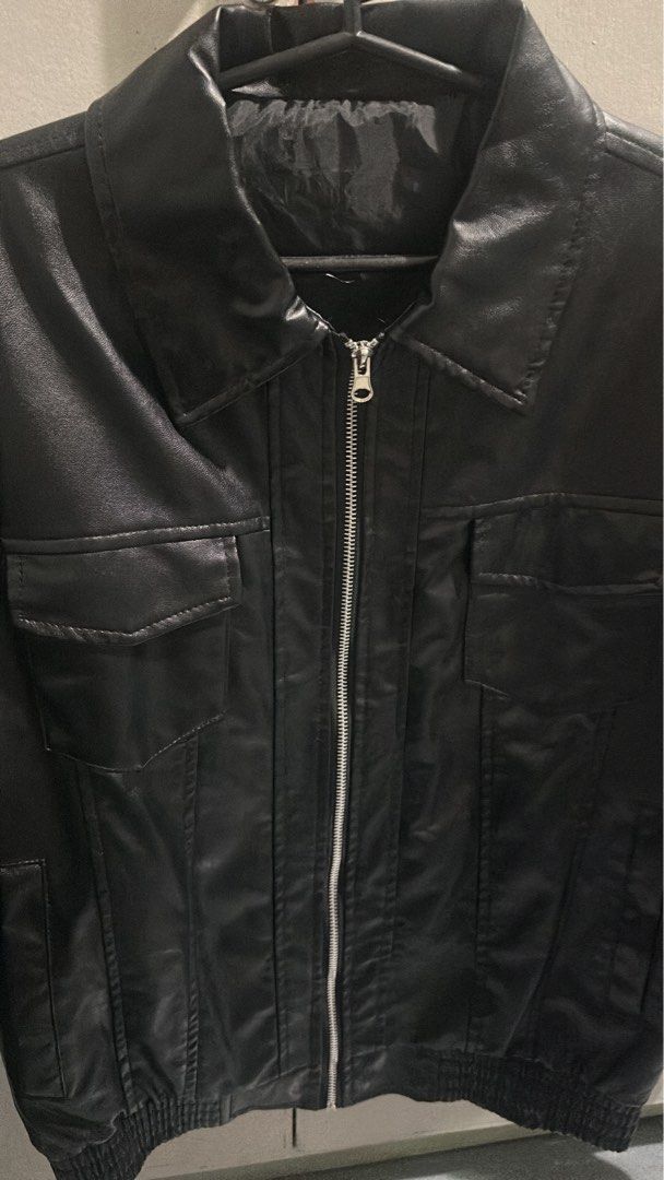 Leather Jacket (Category: Coats, Jackets and Outerwear) located in San Fernando. Submitted by stephgxr (Listing ID 1469046276, Image 2). Description: Leather Jacket from SHEIN Price: ₱800 Size: XS (Tag) Measurements: • Shoulder: 21.3 in • Bust: 43.3 in • Length: 25.6 in • Sleeve Length: 22 in • Bicep: 17.5 in Condition: Never used.