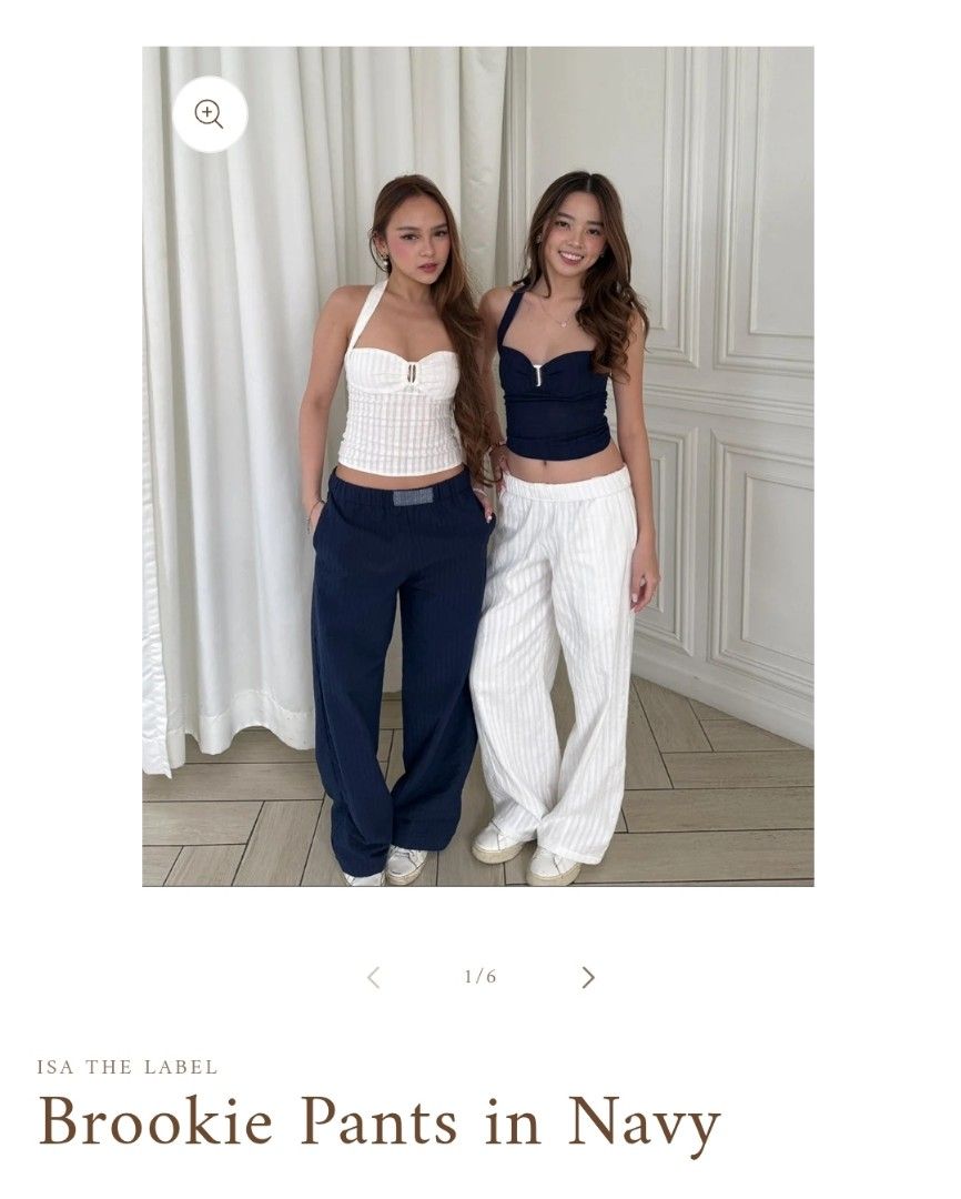 LF Isa The Label Everyday /Brookie Pants (Category: Other Bottoms) located in Pasig City. Submitted by broketeenagebaddie (Listing ID 1469021670, Image 2). Description: LF in navy / white ! 🌟 my waistline is 27–28.
