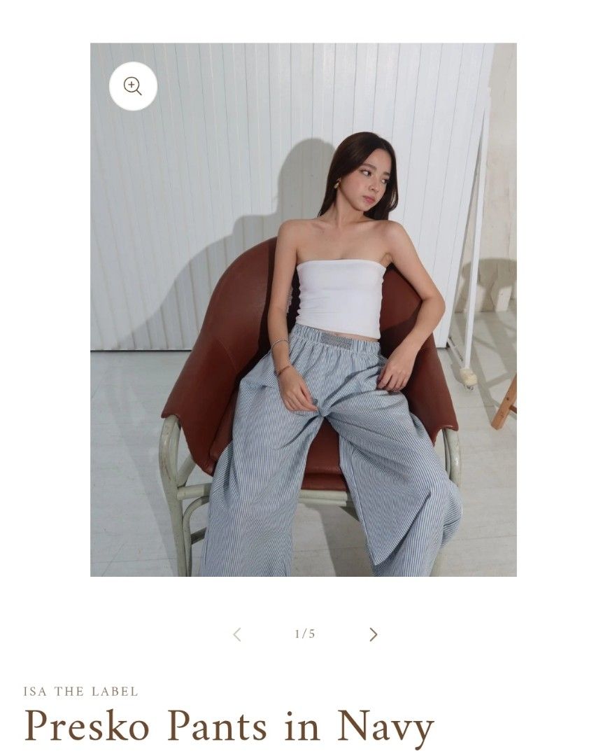 LF Isa The Label Everyday /Brookie Pants (Category: Other Bottoms) located in Pasig City. Submitted by broketeenagebaddie (Listing ID 1469021670, Image 3). Description: LF in navy / white ! 🌟 my waistline is 27–28.