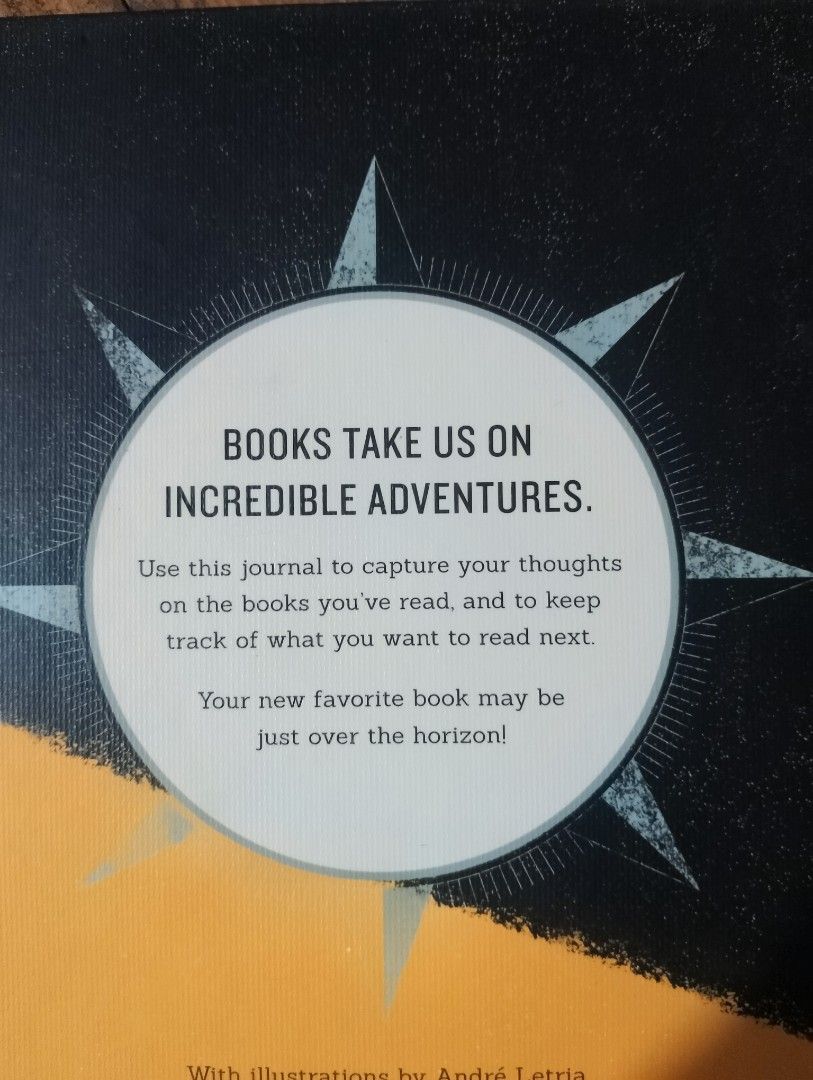 Literary Journeys: A Reader's Journal Book (Category: Storybooks) located in Baguio. Submitted by klutter.curio (Listing ID 1468953545, Image 3). Description: - Product: Literary Journeys Reader's Journal with André Letria illustrations - Exterior: Bright yellow hardcover featuring a charming vintage train and book design - Condition: Brand new and completely unused - Interior Features: Dedicated pages for book titles, authors, plot and character