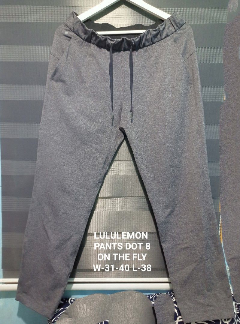 Lululemon Dot On The Fly Pants Grey Size 8 (Category: Jeans) located in Manila. Submitted by thecomftrift.co (Listing ID 1468979486, Image 1). Description: - Brand: Lululemon - Style: Dot On The Fly Pants - Color: Grey - Size: 8 - Waist: 31 inches (stretches up to 40 inches) - Length: 38 inches - Details: Elastic waistband with adjustable drawstring, side pockets, and signature logo near the lower leg - Condition: Great everyday athleisure wear w