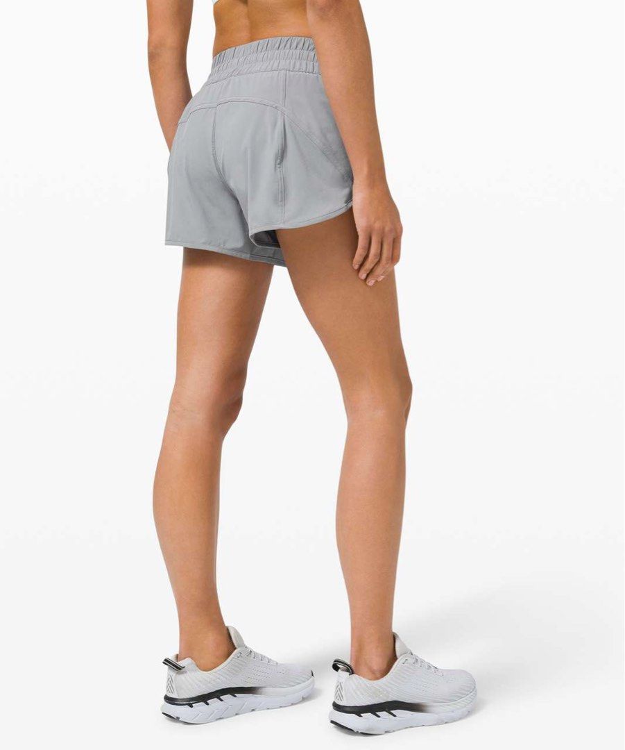 Lululemon Tracker Short 4" - dot 4 (Category: Shorts) located in Pagsanjan. Submitted by zhairaaaaa (Listing ID 1469116798, Image 3). Description: Lululemon athletic shorts in grey. High-rise waistband with internal drawcord to keep everything secure while running or working out. Zippered pocket on the side holds cards or keys safely. Lightweight fabric, breathable mesh panels near the hem. Iconic reflective logo on the back right hip. Actual col